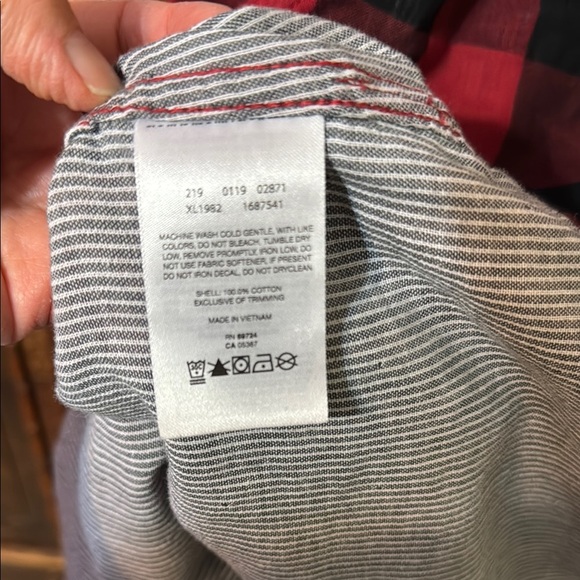 Columbia Red and Black Plaid Hooded Shirt Oklahoma University Size Medium - Picture 5 of 5